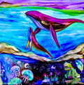 Whale & Baby On Blue