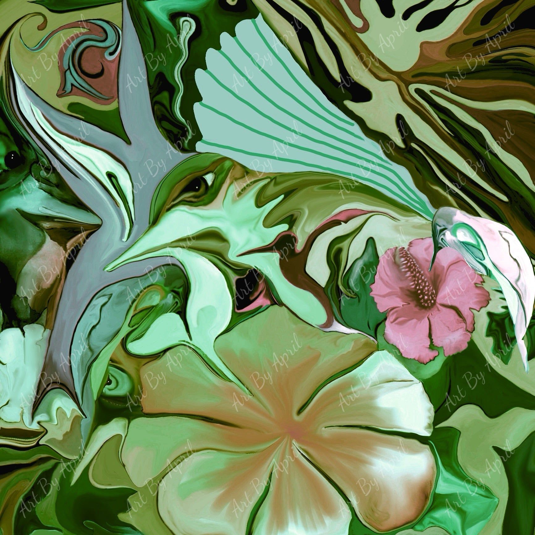 Dance Of The Hummingbirds In Green